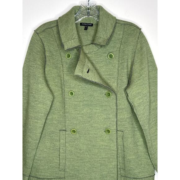 Eileen Fisher Petite Merino Wool Double-Breasted Peacoat Sweater Jacket medium P - Picture 7 of 12